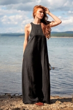 Αμάνικο λινό μάξι φόρεμα με καπίστρι πλάτη